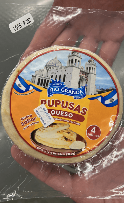 Rio Grande Foods Pupusas Cheese Stuffed Corn Tortillas