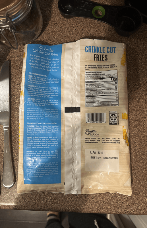 Via Emilia Crinkle Cut Fries Made With Sunflower Oil