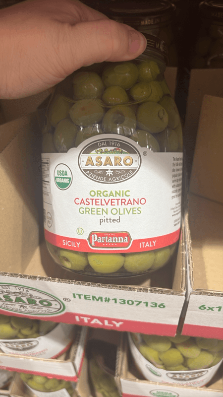 Asaro Organic Pitted Castelvetrano Green Olives