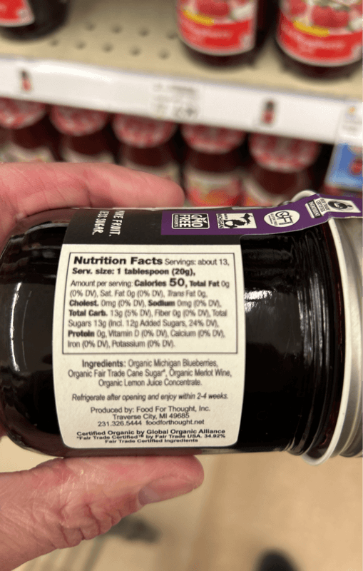 Food For Thought Organic Michigan Blueberry Merlot Preserves