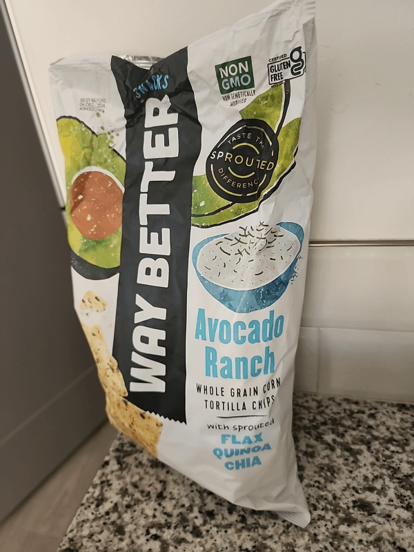 Way Better Snacks Avocado Ranch Whole Grain Corn Tortilla Chips With Sprouted Flax Quinoa Chia