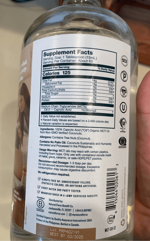 Natural Force Pure C8 Mct Oil