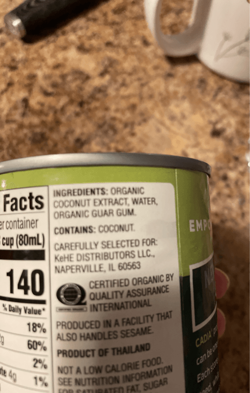 Cadia Organic Unsweetened Coconut Milk