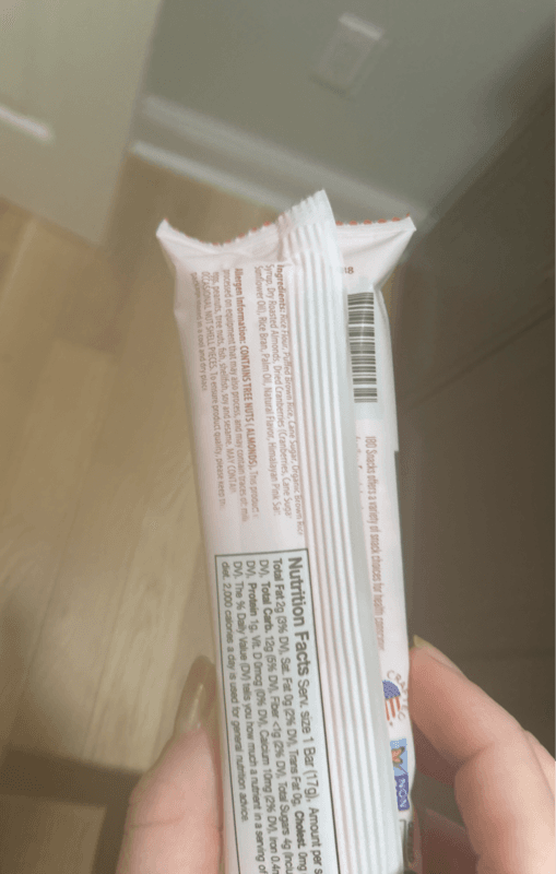 180° Snacks Almonds & Cranberries Skinny Rice Bar