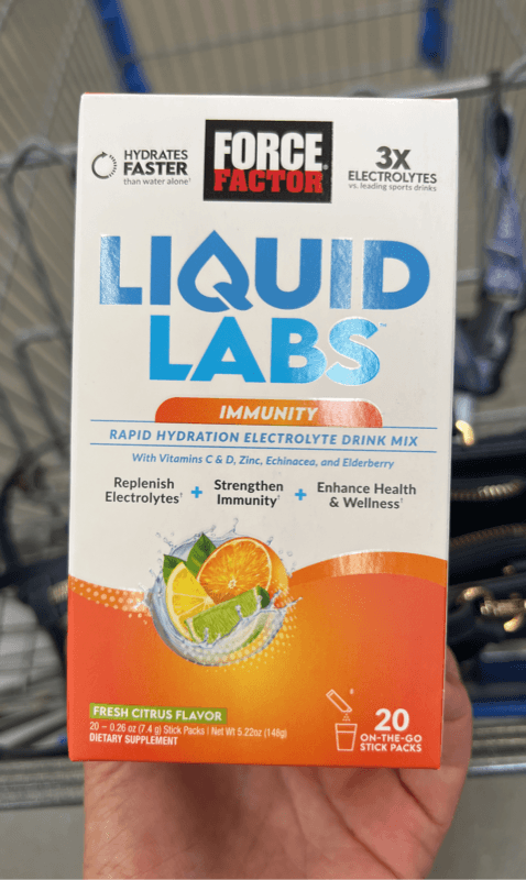 Force Factor Liquid Labs Immunity Rapid Hydration Electrolyte Drink Mix Fresh Citrus Flavor