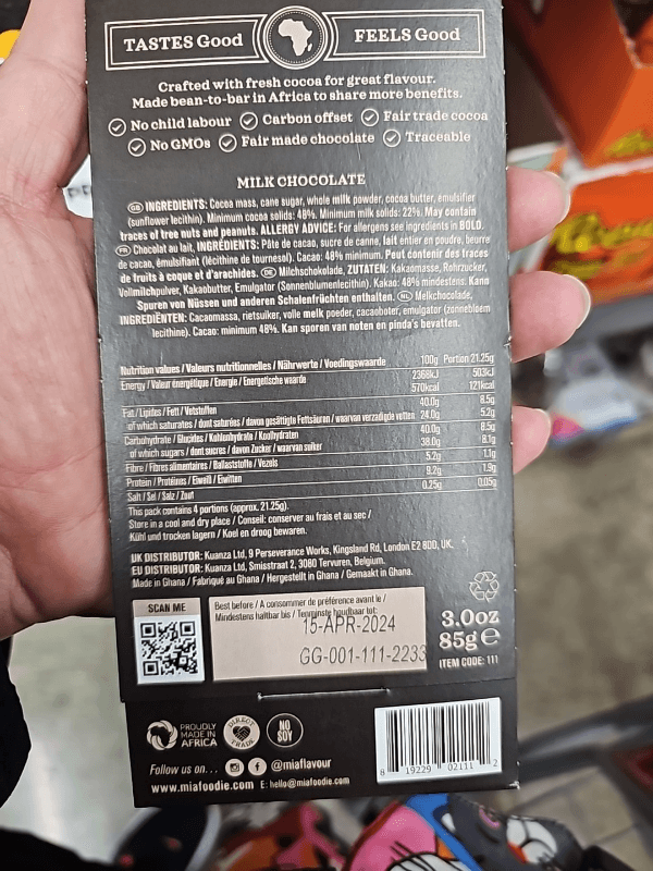 Mia Ghana Gold Smooth Milk Chocolate 48% Cocoa