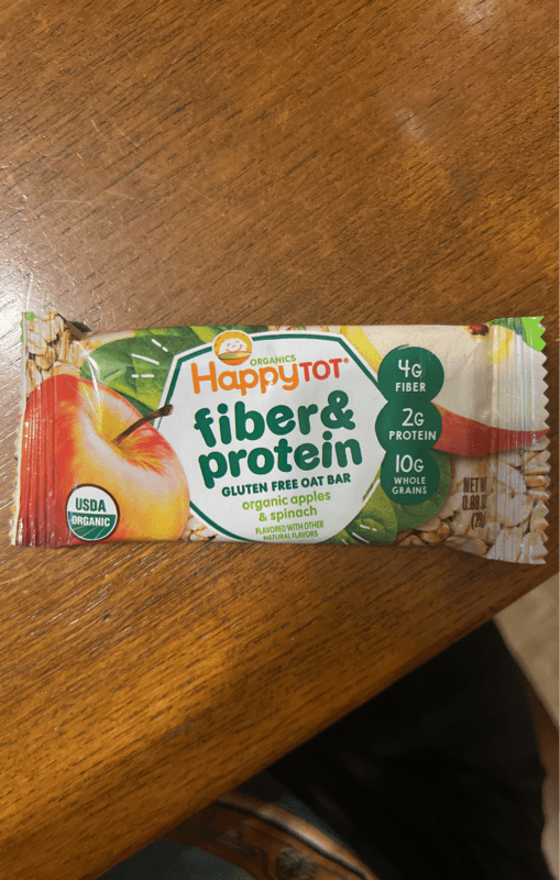 Happy Tot Organics Fiber & Protein Gluten-Free Oat Bar Organic Apples & Spinach