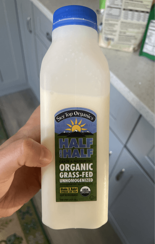 Sky Top Organics Half And Half Grade A Pasteurized Organic Grass-Fed Unhomogenized
