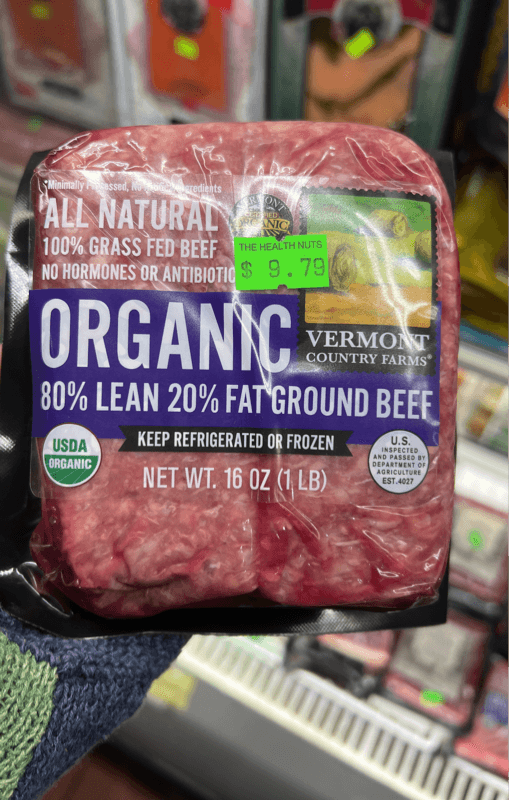 Vermont Country Farms Organic 80% Lean 20% Fat Ground Beef