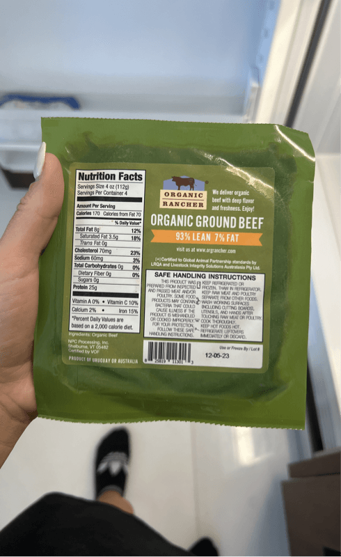Organic Rancher Ground Beef 93% Lean 7% Fat