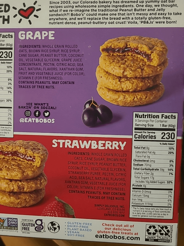 Bobo’S Pb&Js Variety Pack Oat Snack