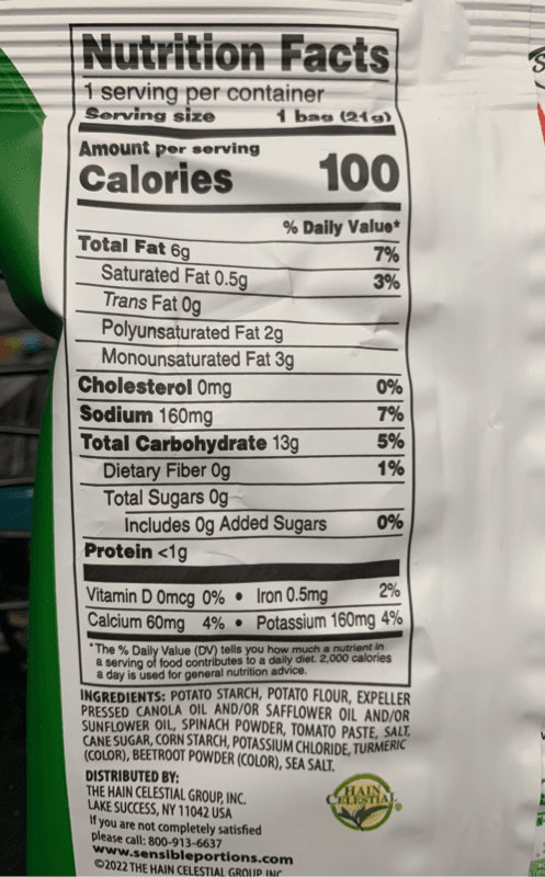 Sensible Portions Garden Veggie Straws Sea Salt Potato And Vegetable Snack