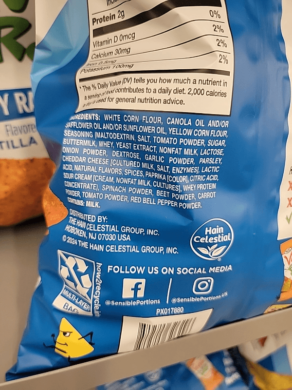Sensible Portions Garden Veggie Flavor Burst Zesty Ranch Flavored Tortilla Chips
