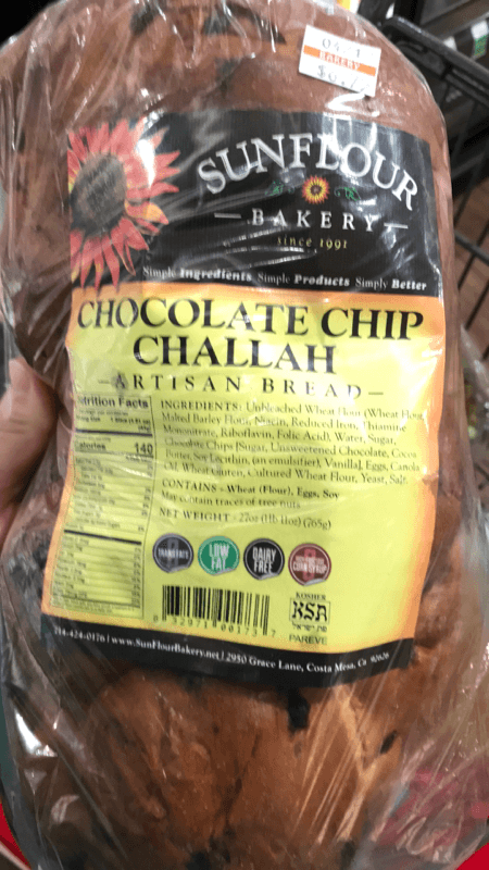 Sunflour Bakery Chocolate Chip Challah Artisan Bread