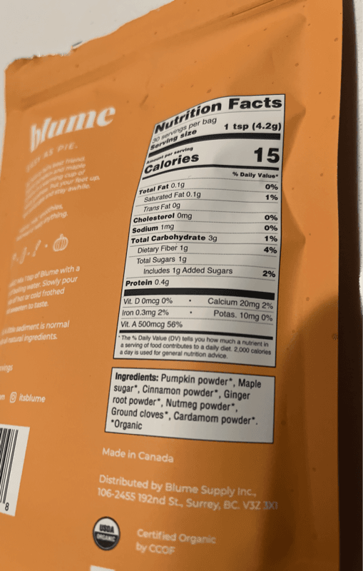 Blume Superfood Latte Blend Pumpkin Spice