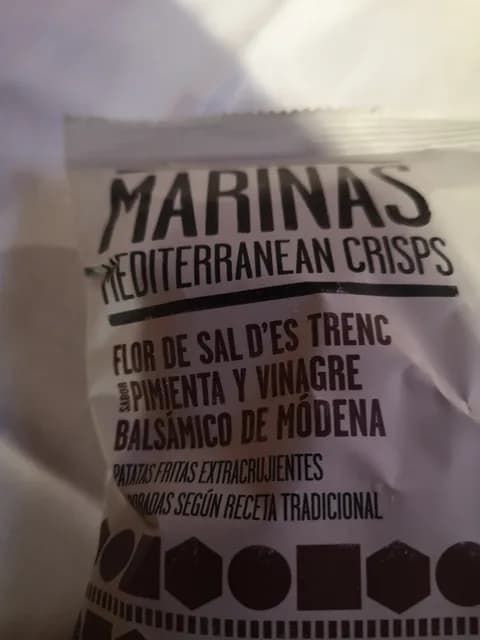 Marinas Mediterranean Crisps Flor De Sal D'Es Trenc Sabor Pimienta Y Vinagre Balsamico De Modena