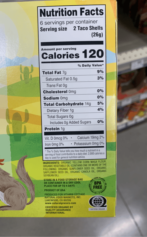 Natural Grocers Yellow Corn Taco Shells