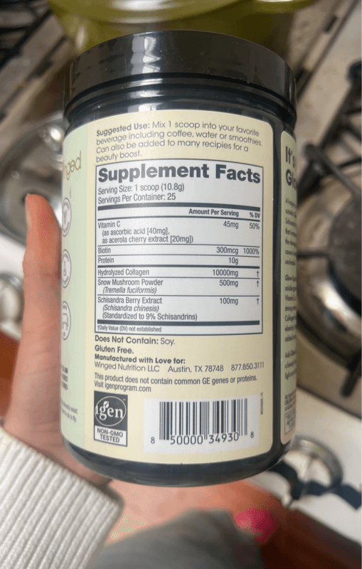 Winged Women'S Wellness Glow Up Unflavored Collagen + Adaptogen Powder