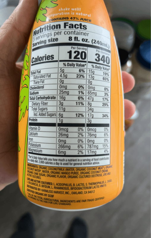 Harmless Harvest Probiotic Dairy-Free Yogurt Organic Mango