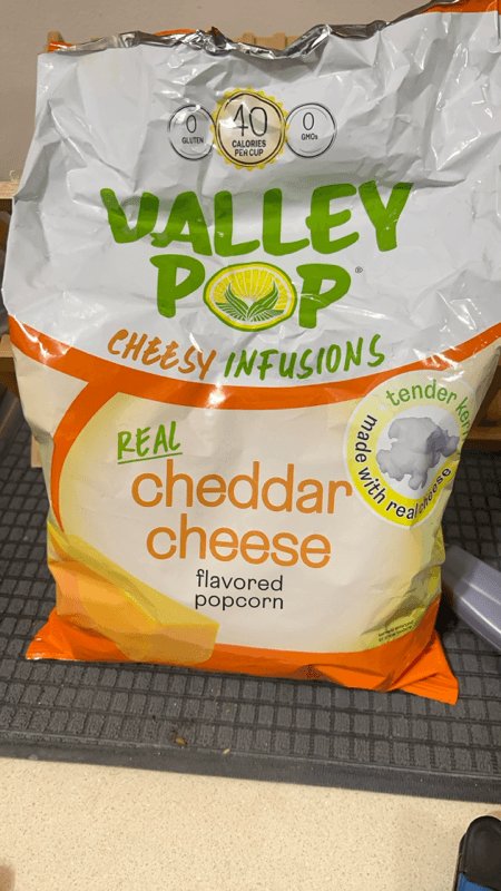 Valley Pop Cheesy Infusions Cheddar Cheese Flavored Popcorn