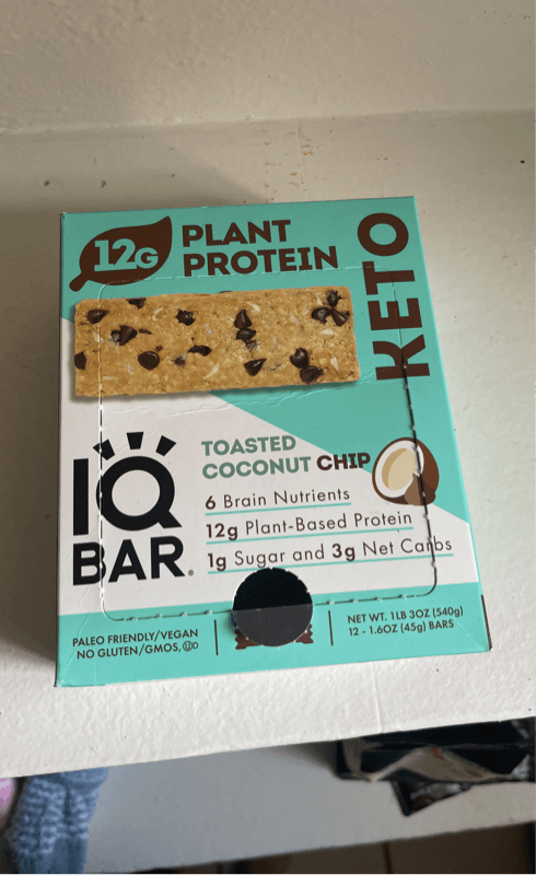 Iq Bar Toasted Coconut Chip Keto Plant Protein Bar