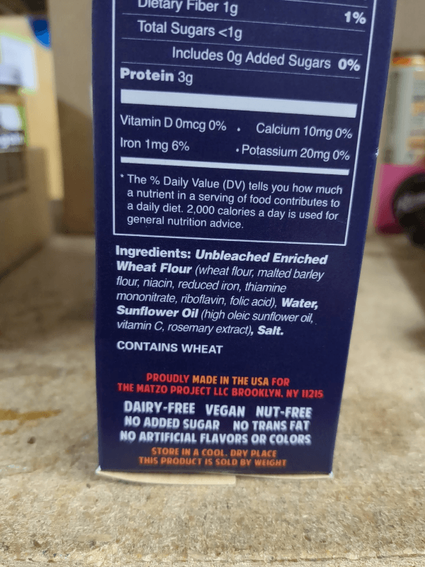 Matzo Project Barely Even Salted
