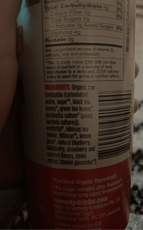 Remedy Kombucha No Sugar Mixed Berry