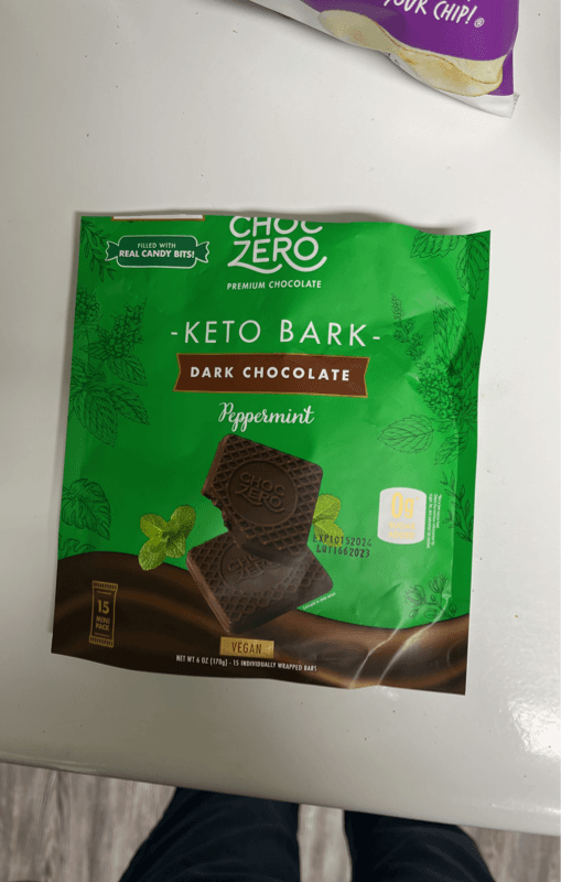 Choczero Keto Bark Dark Chocolate Peppermint