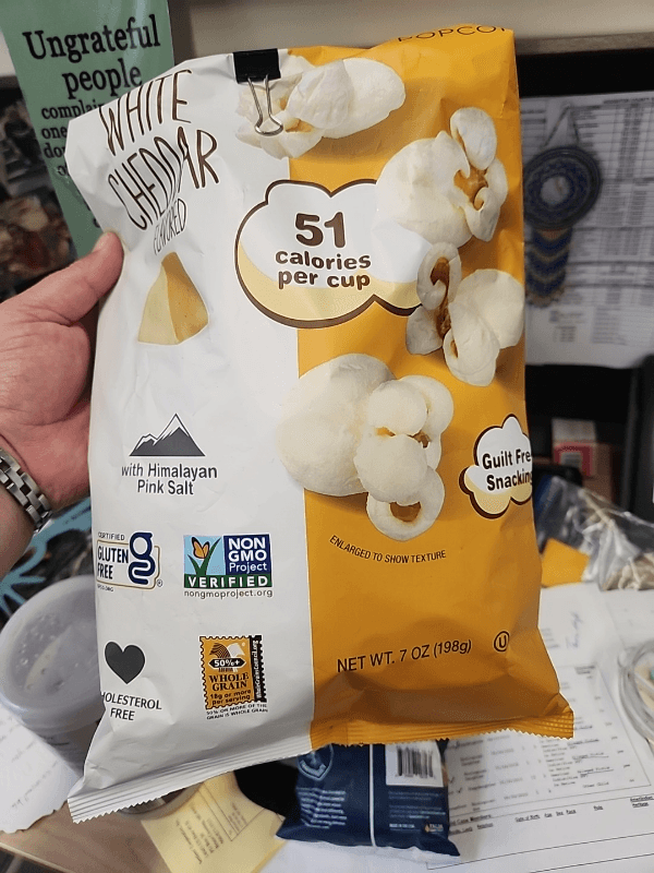 Pop Time White Cheddar Flavored Kettle Cooked Popcorn With Himalayan Pink Salt