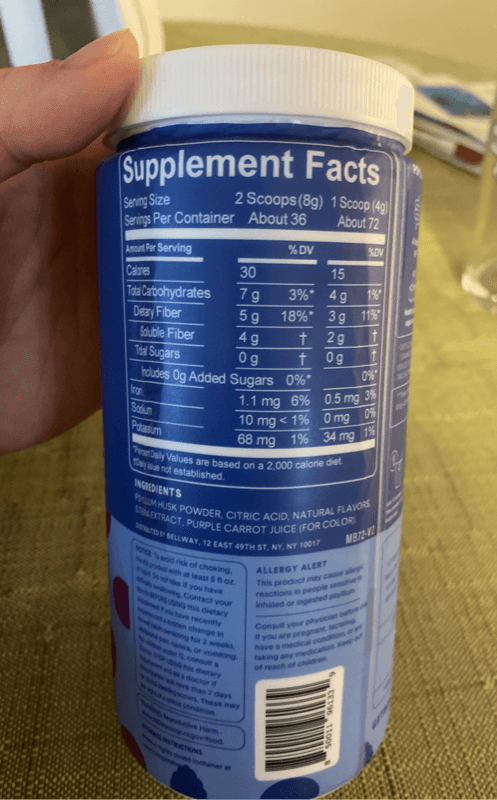 Bellway Super Fiber Psyllium Husk Prebiotic Fiber Supplement Mixed Berry