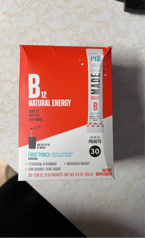 Madeto Boost B12 Natural Energy Packets Fruit Punch Drink Mix