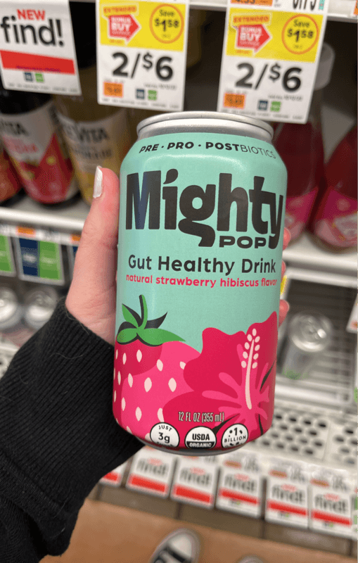 Mighty Pop Gut Healthy Drink Natural Strawberry Hibiscus Flavor