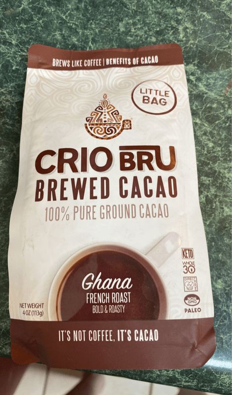 Crio Bru Brewed Cacao 100% Pure Ground Cacao Ghana French Roast