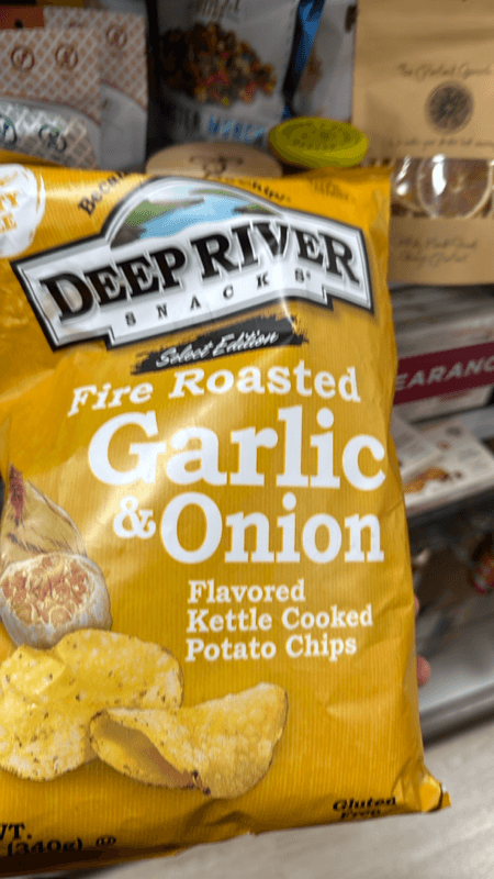 Deep River Snacks Kettle Cooked Potato Chips Fire Roasted Garlic & Onion