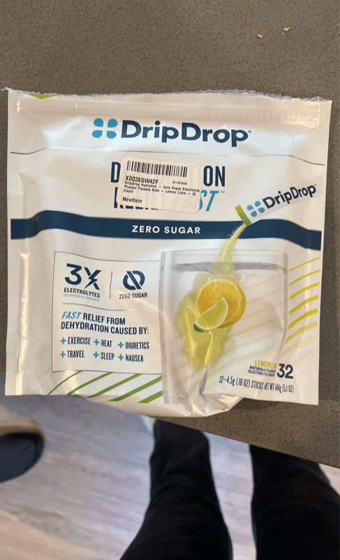 Dripdrop Dehydration Relief Fast Zero Sugar Electrolyte Powder Lemon Lime 32