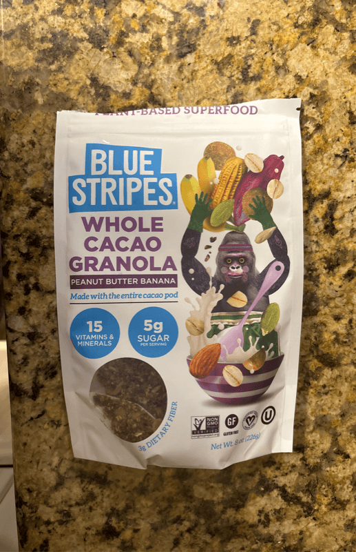 Blue Stripes Whole Cacao Granola Peanut Butter Banana