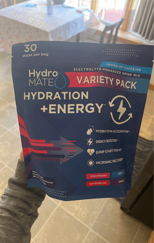 Hydromate Hydration +Energy Strawberry, Berry, Watermelon, Grape Electrolyte-Enhanced Drink Mix Variety