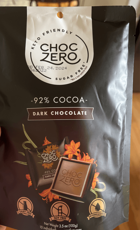 Choc Zero 92% Cocoa Dark Chocolate