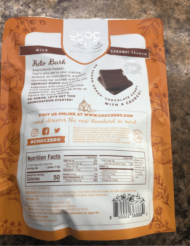 Choc Zero Keto Bark Milk Caramel Crunch