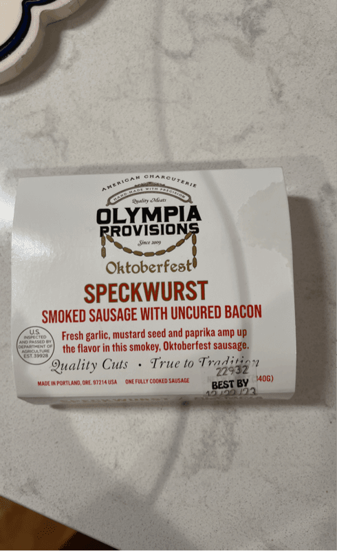 Olympia Provisions Oktoberfest Speckwurst Smoked Sausage With Uncured Bacon
