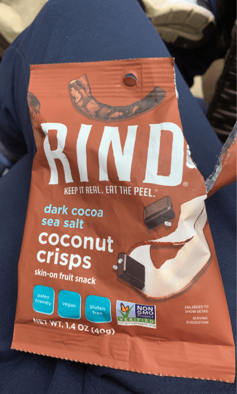Rind Snacks Dark Cocoa Sea Salt Coconut Crisp
