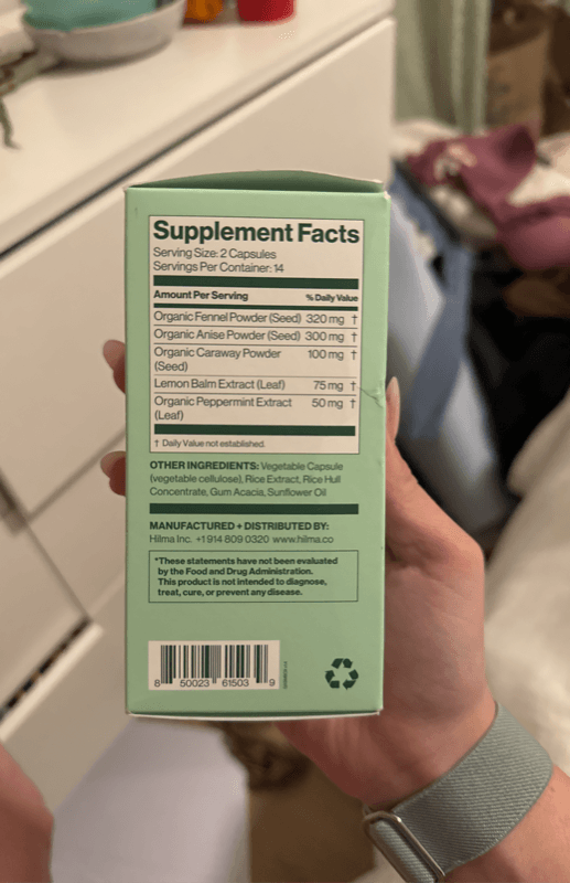 Hilma Drug Free Gas + Bloat Relief Herbal Supplement 28 Capsules