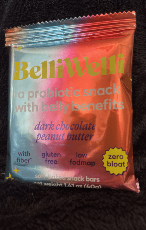 Belliwelli Probiotic Snack Dark Chocolate Peanut Butter Soft Baked Snack Bars