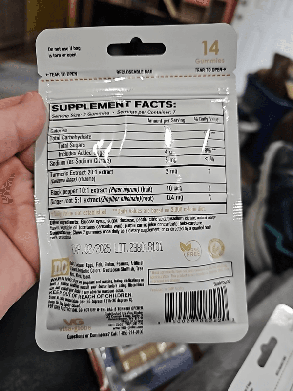 Vita Globe Turmeric With Ginger & Black Pepper Powerful Antioxidant Gummies