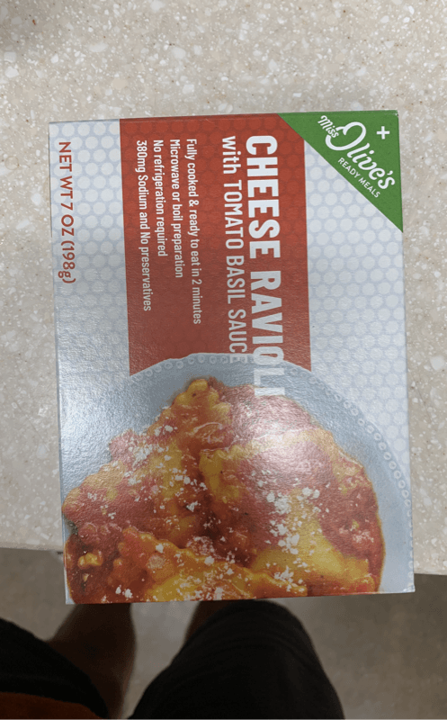 Miss Olive'S Ready Meals Cheese Ravioli With Tomato Basil Sauce