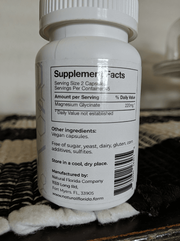 Natural Florida Magnesium Glycinate, 90 Capsules