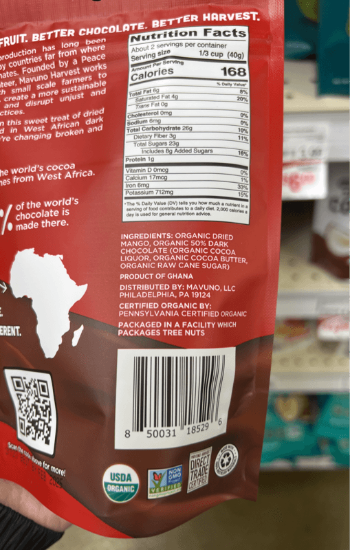 Mavuno Harvest Dark Chocolate Dipped Dried Organic Mango