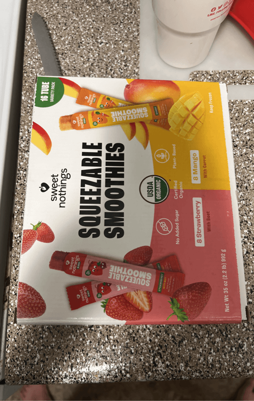 Sweet Nothings Squeezable Smoothies Strawberry & Mango Flavor