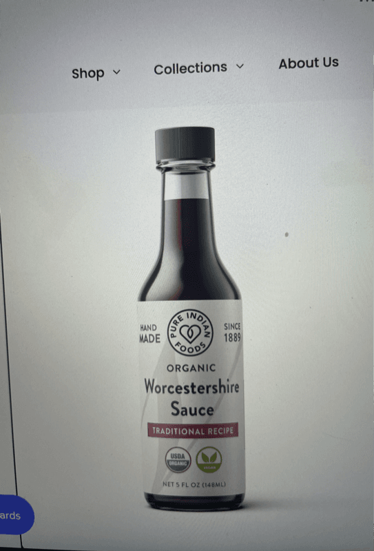 Pure Indian Foods Traditional Recipe Organic Worcestershire Sauce