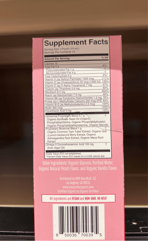 Mary Ruth'S Organic Women'S Multivitamin Vanilla Peach Liposomal Ultra Absorption Liquid Supplement